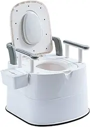KLUFO Bariatric Commode Chair 500 Lbs Extra Wide, Bedside Commode with Padded Seat and Back Stand Alone Bed Side Commode and Over The Toilet Commode(White Gray)