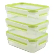 Emsa 515583 Alimentaires Clip & Close Transparent/Vert 055 Litre Lot de 3 Boîtes