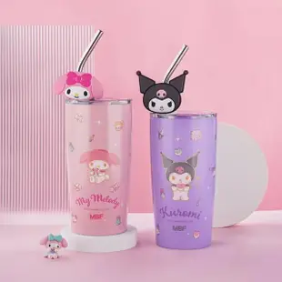 【SANRIO 三麗鷗】凱蒂貓美樂蒂316不鏽鋼一杯雙飲直飲吸管杯隨行杯咖啡杯600ml(大耳狗 酷洛米)