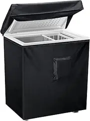 Black Chest Freezer Cover, Luxiv Waterproof Freezer Cover 28Lx23Wx34H Compact for 5 Cubic Feet Chest Freezer Full Cover Deep Freezer Cover with Top Cover for Open, Zipper Pocket, Strap