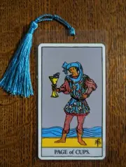 PAGE OF CUPS Bookmark RWS Plaid back Tarot Deck Card New Xmas Gift Oracle FISH