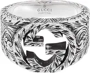 [Gucci] Interlocking G Engraved Wide Ring Japan Size 15 Silver 455302 J8400 0811 No. 16, Sterling Silver, No Gemstone