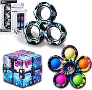 Dr.Kbder Fidget Toys for Adults Fidget Cube Spinner Magnetic Rings Toys for Kids Pack, Fingears Toys ADHD Figit Toy Cool Fidgets Packs for School, Fidgits Gifts for Teens/Adult with Anxiety at Work