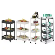 3/4Tiers Kitchen Trolley Rack Utility Rolling Storage Cart Fruit Vegetable Shelf