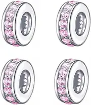 [SOUKISS] 925 Sterling Silver Spacer Charm Bead with Clear CZ for Pandora Charms Bracelets