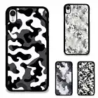 Flexible realistic white grey Camouflage For iPhone XS 11 12 13 14 15 16 Pro Max