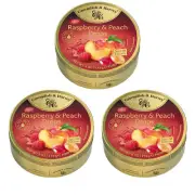Cavendish and Harvey 3 x Raspberry & Peach Drops 175g Tin Sweets C&H Candy Lolli