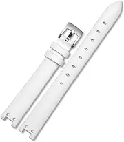 CEKGDB Genuine Leather Watch Strap for Anne Klein Watchband Notch AK Girl Simple Elegant Belt Small Dial Retro Watch Band 12mm White (Color : White-Steel, Size : 12mm)