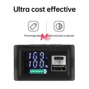 DC9-24V Battery Capacity Indicator USB Type-C LED Dual Digital Car Voltmeter New