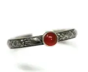 4mm Carnelian Ring Symmetrical Flower 925 Sterling Silver