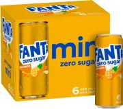 Fanta Pineapple Zero Sugar Soft Drink 6 X 250 Ml