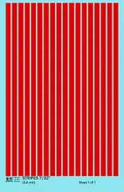 K4 HO Scale Water Slide Decals Red 7/32 Inch Stripes Set