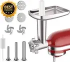 Metal Meat Grinder Attachment for KitchenAid 4 Plates 3 Sausage Tubes Blades