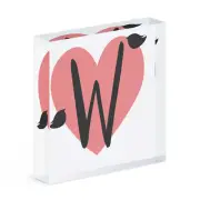 Letter W Heart Alphabet Acrylic Photo Block Frame Valentines Day Love