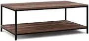 Artiss Coffee Table, Wooden Side Tables for Home Furniture Living Room, Metal Frame Rectangular End 2 Tier Display Shelf Walnut Particle Board Industrial Style
