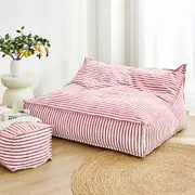 Cadence & Co. Oscar Faux Linen Two Seater Bean Bag Lounge Cover Red