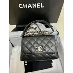 二手精品 CHANEL 香奈兒 MINI COCO HANDLE 經典黑金 手柄口蓋包 單肩斜挎包 AS2215