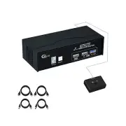 CKLau 2 Port Dual Monitor KVM Switch USB 3.0 4K60Hz 2K144Hz with Digital Disp...