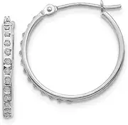 [JewelryWeb] 14k White Gold Polished Diamond Round Hinged Hoop Earrings 20x2mm-Hoop Earring for Women