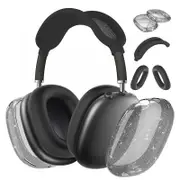 For Apple AirPods Max Headphones Protective Case Clear Silicone Ear Pad Sleeves Full Set Covers-Black