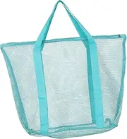 [HAKIDZEL] Transparent Mesh Beach Bag Large Capacity Family Tote for Holiday Essentials Durable Multi Functional Zipper Pouch Comfortable Carrying for Beach Outings Travel