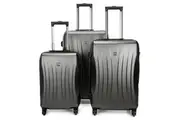 Swiss Luggage Suitcase Lightweight with TSA locker 8 wheels 360 degree rolling HardCase 3 Pieces Set SN6300A&B&C-Grey