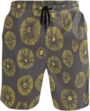 [GuoChe] Mens Swim Trunks Safari Mushroom Caps Gold Quick Dry Beachwear Holiday Beach Short Bathing Suits Mesh Lining, Safari Mushroom Caps Gold, Medium