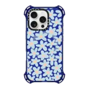 iPhone 16 Pro Bounce Case MagSafe Compatible retro blue bold flower pattern