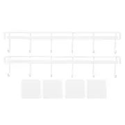 2pcs Wall Mounted Coat Rack Stainless Steel Wall Hanging Coat Hook Rail with 6 Hooks for Clothes Towel Hat 6 Hooks 2 White