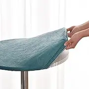 Waterproof Elastic Fitted Round Tablecloth, Oil-proof Oilcloth Nordic Leaf Table Cloths Stain Resistant Stretch Table Protector Cover for Home Coffee Restaurant Dining Picnic (90cm,Green)