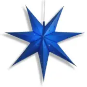 Lantern + Cord + Bulb | 24" Dark Blue Weatherproof 7-Point Star Lantern Lamp,...