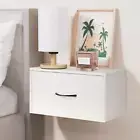 Filano Floating Nightstand w/Drawer Bedside Shelf Wall Mounted White