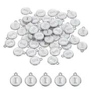Alphabet I Enamel Letter Charm Enamel Initial Charm White 50 Pcs