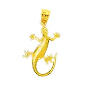 14K Gold Long Tail Lizard Pendant