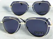 Classic Elegant 80s Vintage Retro Stylish Trendy SUNGLASSES Gold Frame Dark Lens