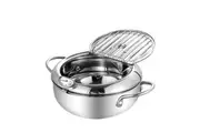 Toque 24CM Japanese Deep Frying Pan Pot Silver