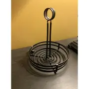 Black Round Stainless Steel Condiment Caddy Flat Coil 8” Round