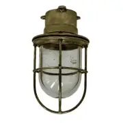 Vintage Glass Globe Ceiling Light - Rewired Brass Fixture for Indoor or Outdoor