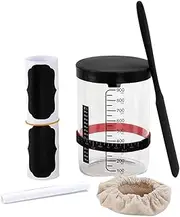 LKLKO Sourdough Starter Jar Kit with Silicone Lid Glass Container, Sourdough Jar Baking Supplies Reusable Sour Dough Starter Jars Bread Making Accessories(F)