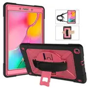 C-Robot Tablet Case Rugged Heavy Duty Shockproof Stand Cover For Samsung Galaxy Tab A 8.0 T290/T295(2019)-Black&RoseRed