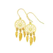 9ct Gold Dream Catcher Drop Earrings