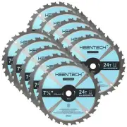 7-1/4 Inch Circular Saw Blade 24T, 10Pcs, 5/8" Arbor, ATB Carbide Teeth, Cros...