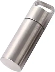 PEPLAYTAL Stainless Steel Mini Medicine Case Portable Hangable Container for Travel Outdoor and Camping Large Capacity Pill Holder Stylish Design and Ultra-portable Hook