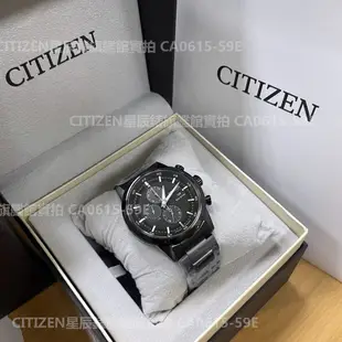 CITIZEN星辰GENTS光動能簡約時尚三眼計時腕錶-黑43mm(CA0615-59E/CA0610-52L)