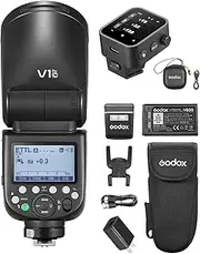 GODOX V1PRO C Round Flash Unit + Flash Trigger 1/8000s HSS 1.3s Recharge Time, M/TTL Flash Mode, 22 Levels Flash Output Adjustable, with Type-C Cable for Canon EOS Cameras