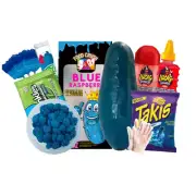 Blue Raspberry Pickle kit featuring Sour Blue Gushers Takis and Pinta Azul