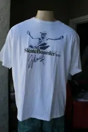 Jay Adams Autographed (RIP) Skateboarder Mag Vans Dogtown XL Large White T-SHIRT