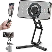 Magnetic Pocket Phone Tripod Foldable Compatible with Magsafe for iPhone 15/14/13/12 Plus Pro Max Series, Mini Cell Phone Tripod Mount Handle Smartphone Desk Stand Travel All in One
