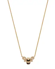 Bloomingdale's Fine Collection Black & White Diamond Bumblebee Necklace in 14K Yellow Gold, 0.25 tcw
