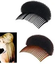 2Pices(1Black+1Brown) Women Bump It Up Volume Hair Base Styling Clip Stick Bum Maker Braid Insert Tool Hair Styler Party Hair Accessories with Comb